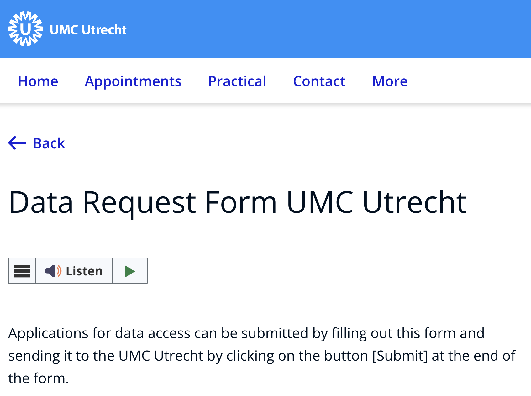 UMC Utrecht Access Protocol