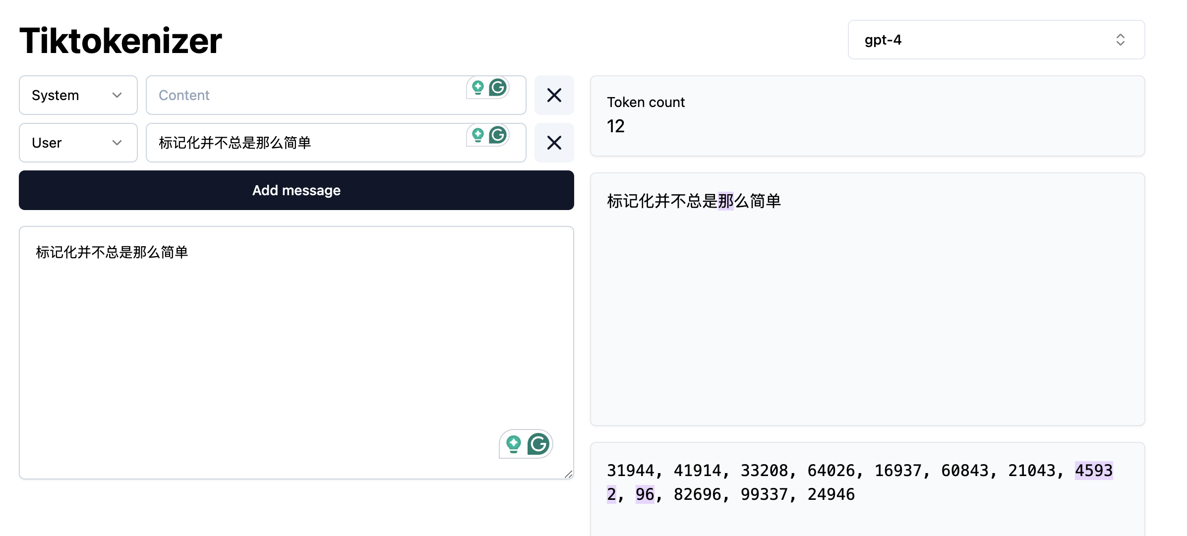 GPT-4 Tokenization Example