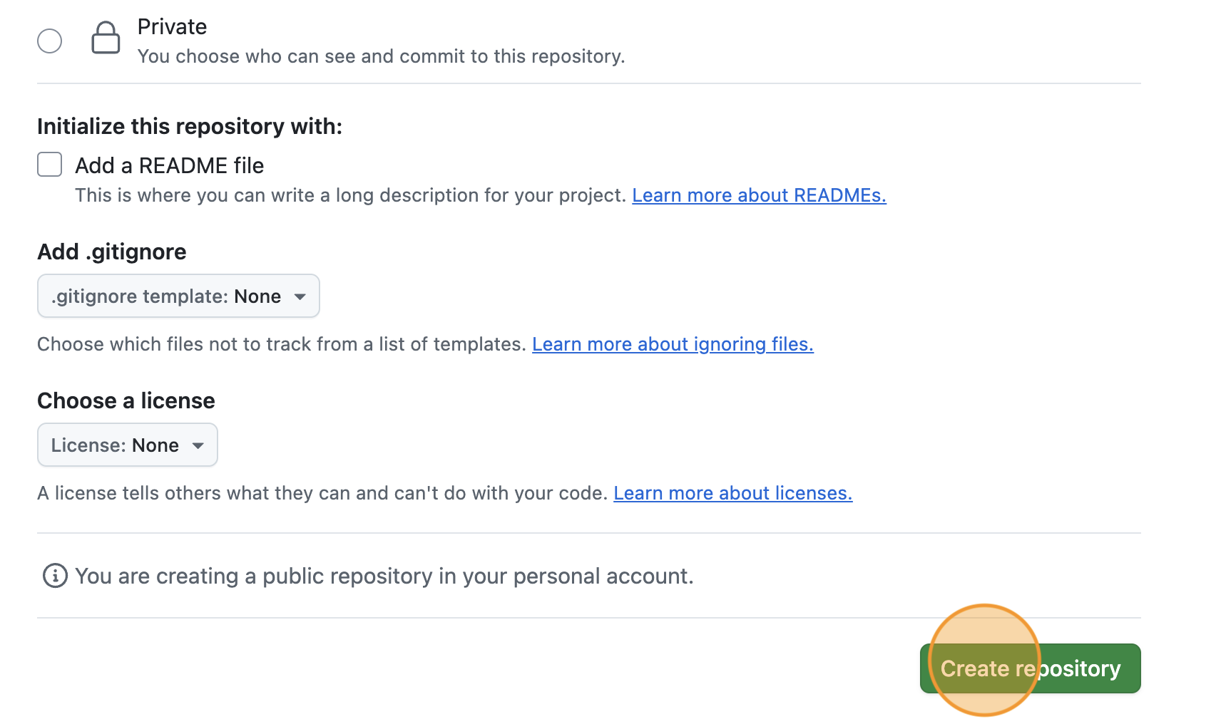 Completing the creation of the GitHub repository