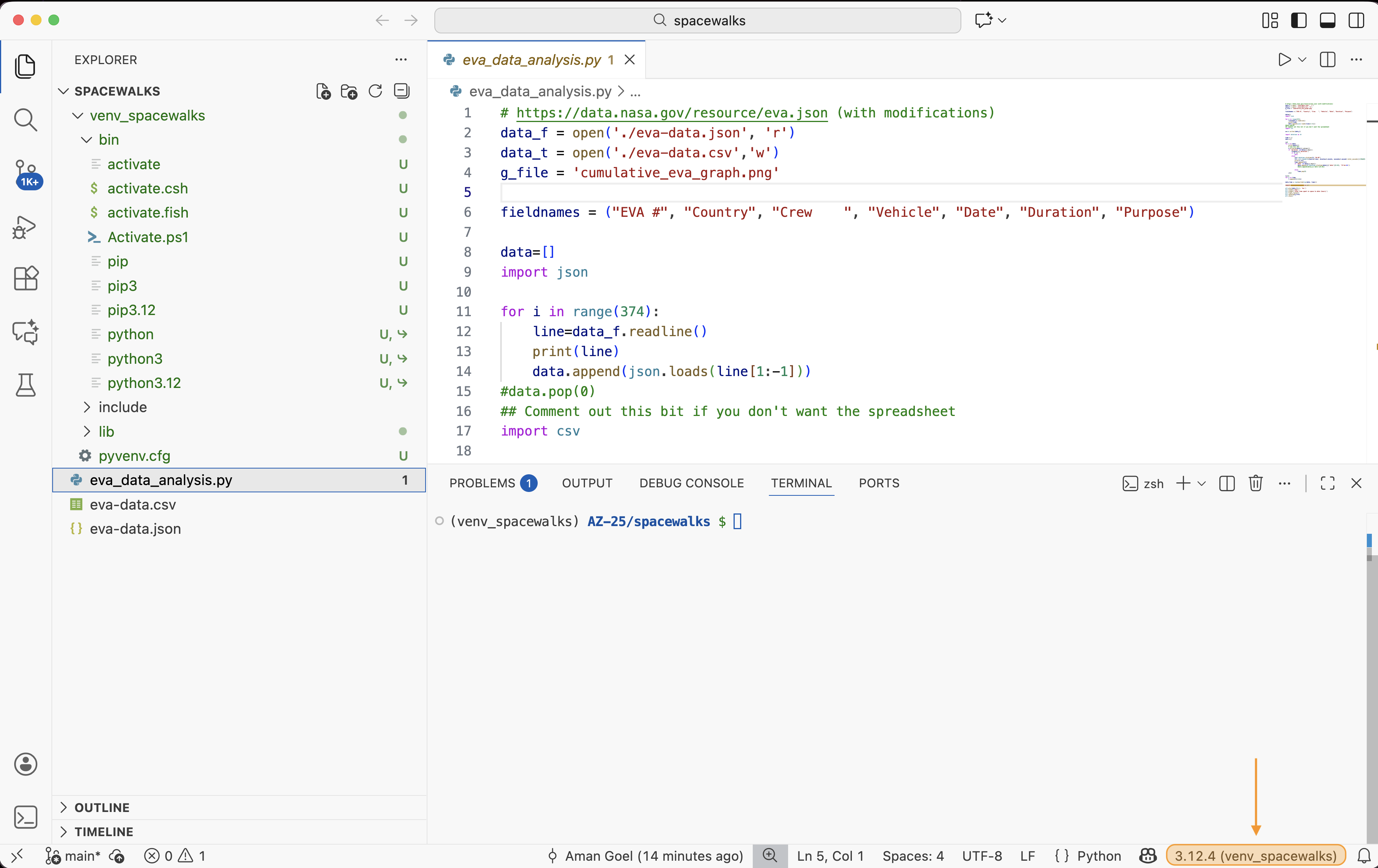 Showing interpreter status in VS Code status bar