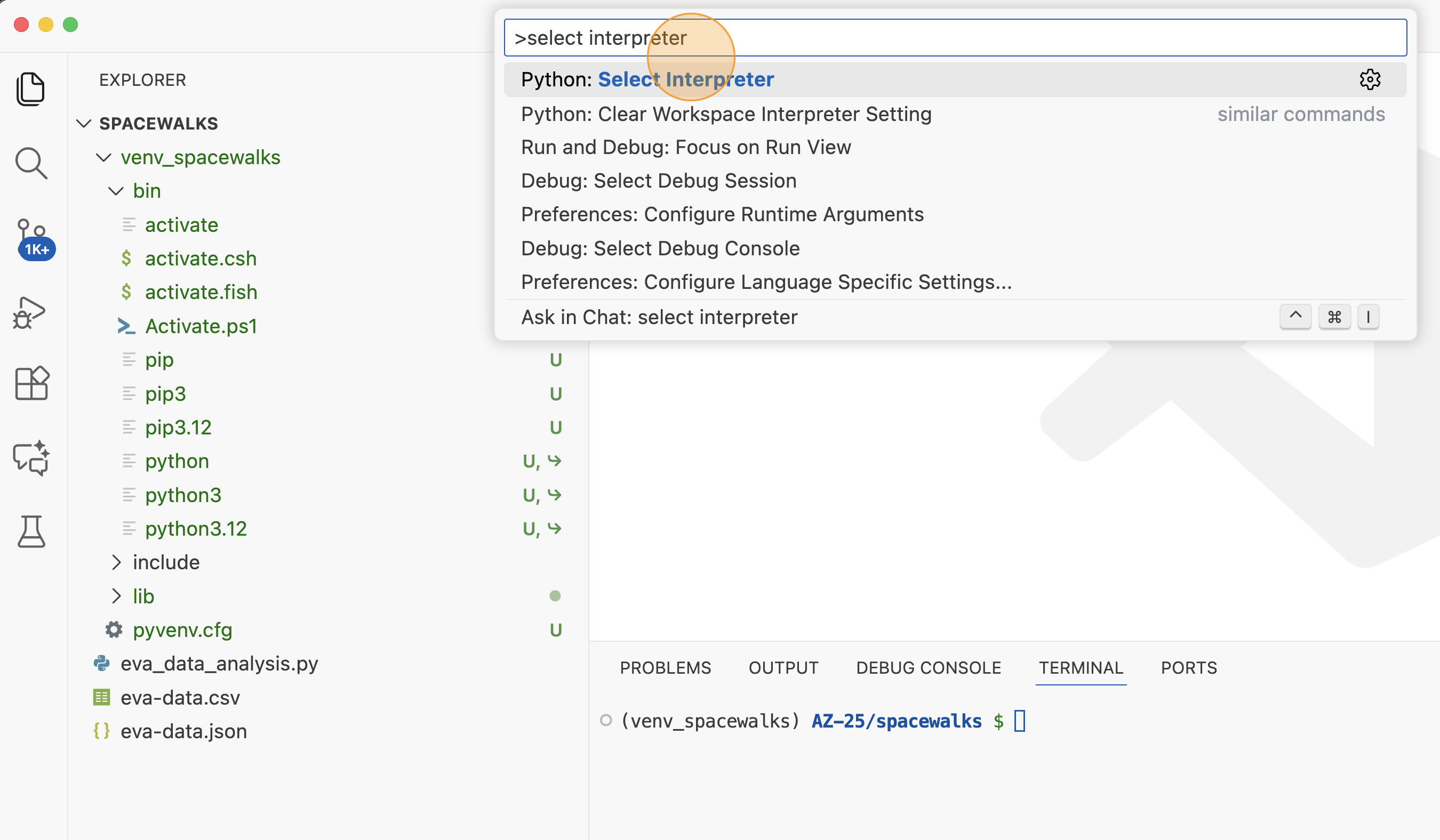 Select python interpreter in VS Code