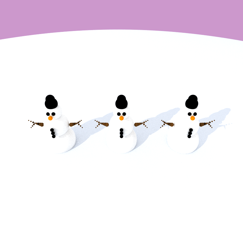 Three snowmen in 800x800 with 128 samples per pixel