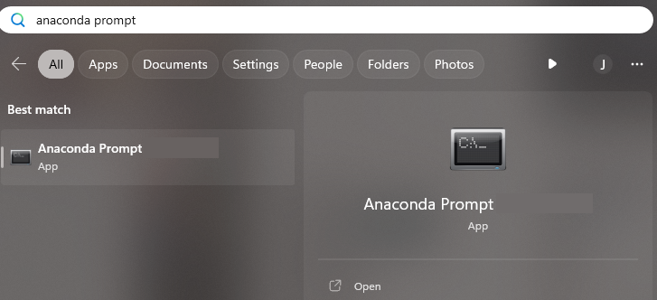 Screenshot of the Anaconda Prompt application