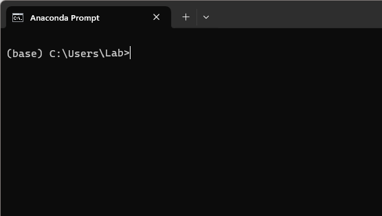 Screenshot of the terminal window that opens when you launch the Anaconda Prompt application