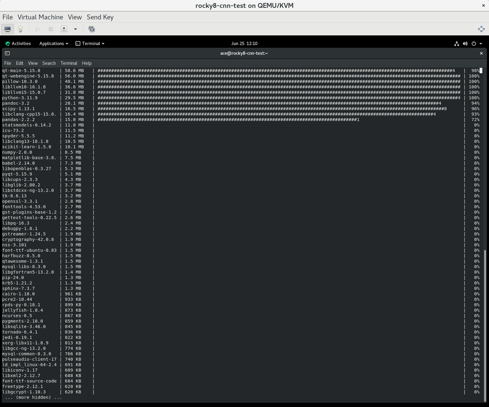 Screenshot of creating conda enviroment on a Linux.