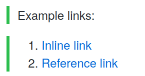 Preview tab of inline and reference style links
