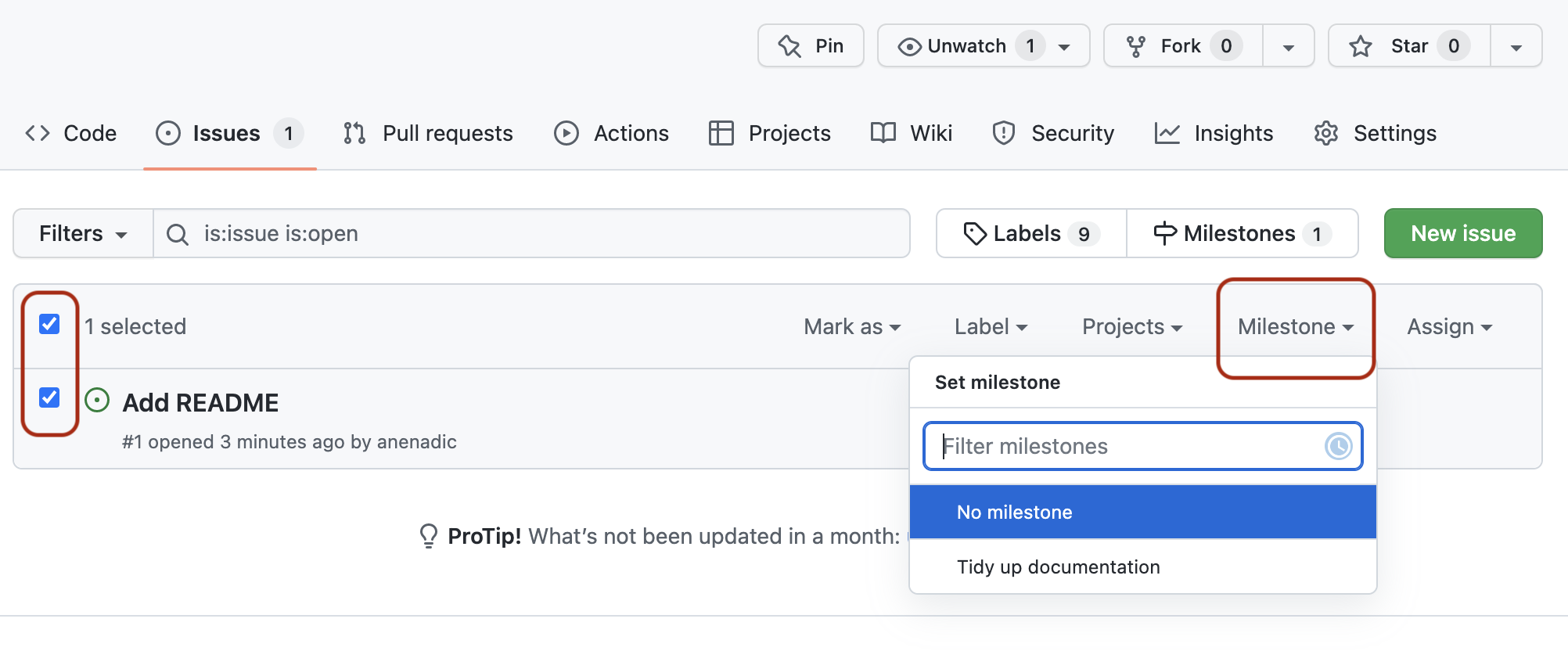 Milestones in GitHub