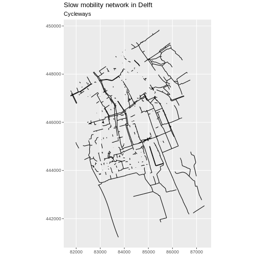 Map of cycleways in Delft.