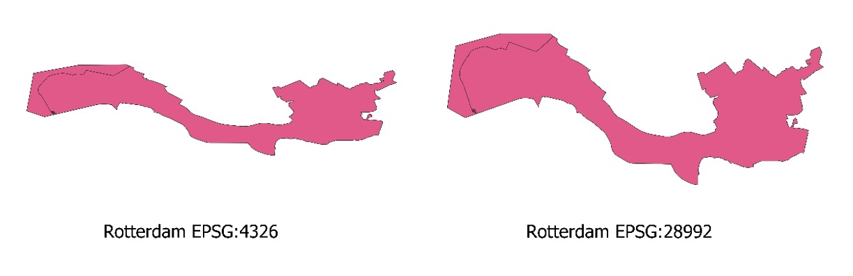 Rotterdam in two different CRS