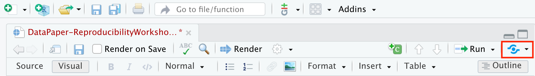 Publish button in RStudio