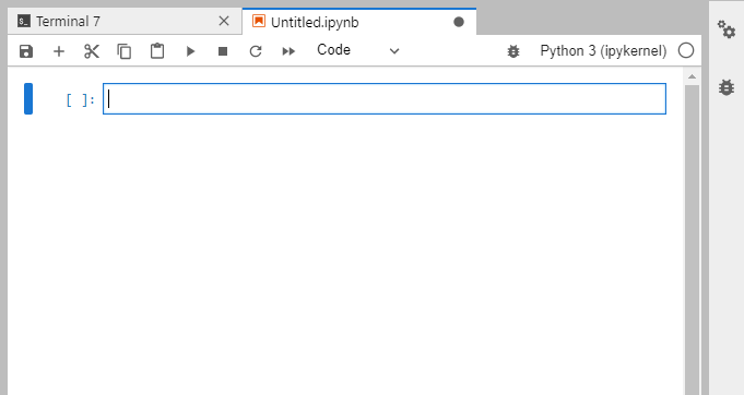 interface of jupyterLab notbook